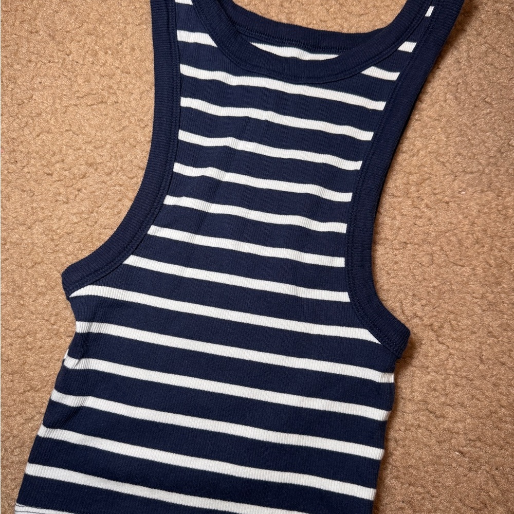 Navy and White Striped Tank Top